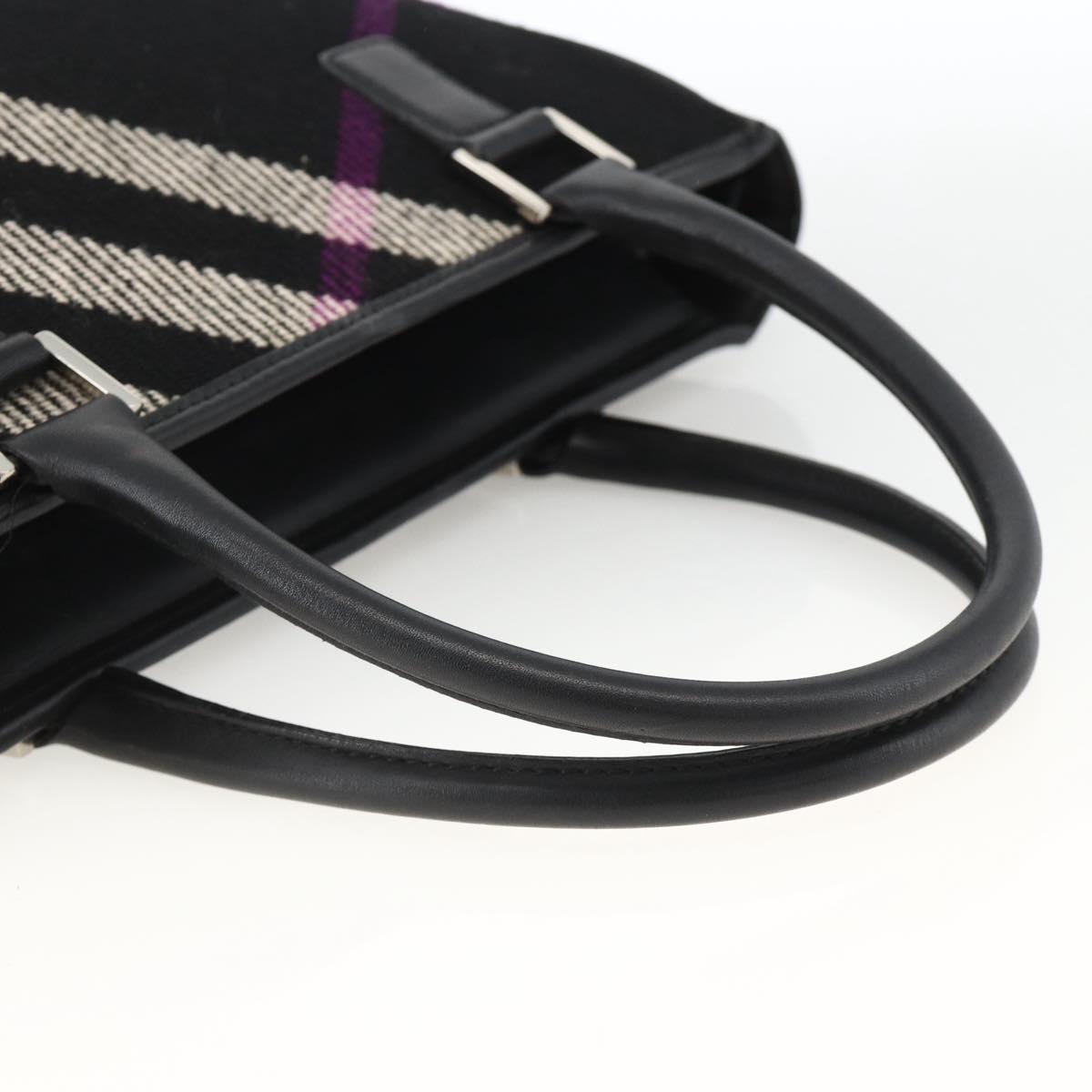BURBERRY Nova Check Hand Bag Wool Black Auth YKZ271A
