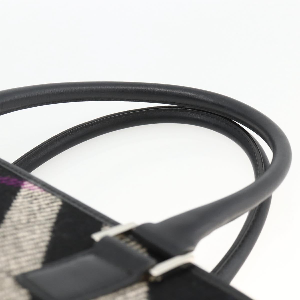BURBERRY Nova Check Hand Bag Wool Black Auth YKZ271A