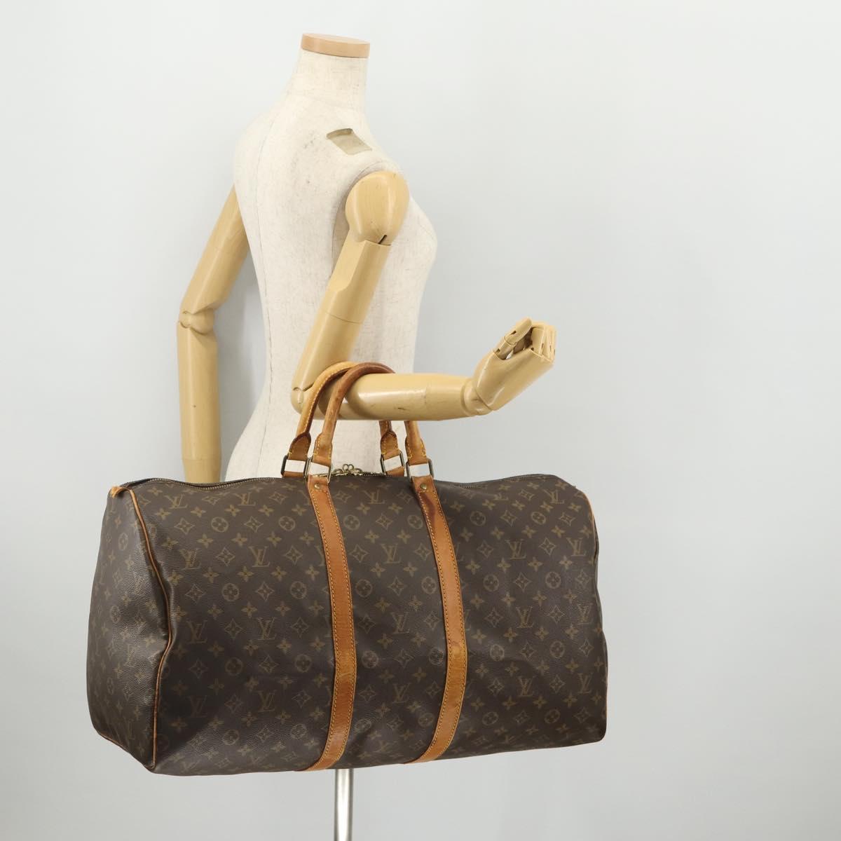 LOUIS VUITTON Monogram Keepall 55 Boston Bag M41424 LV Auth YKZ276