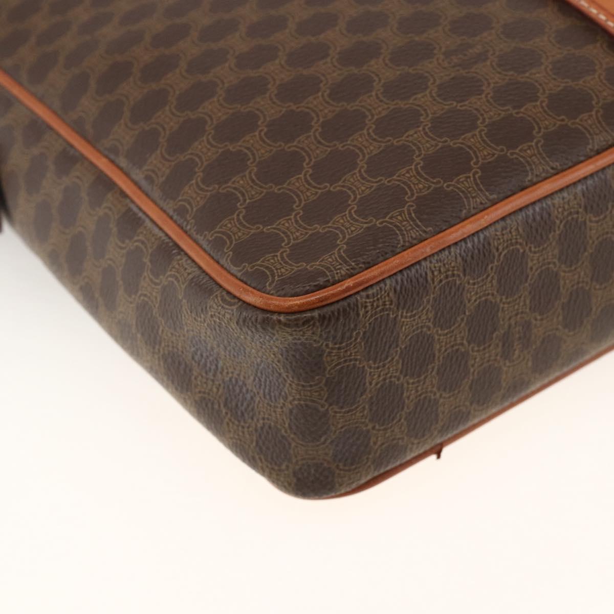 CELINE Macadam Canvas Business Bag PVC Leather Brown Gold Auth YKZ278A
