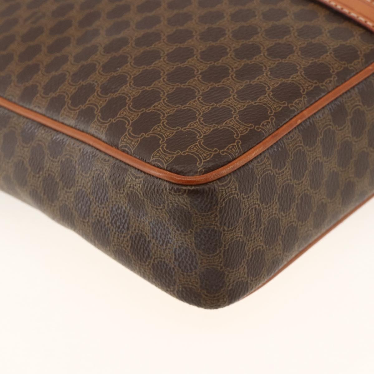 CELINE Macadam Canvas Business Bag PVC Leather Brown Gold Auth YKZ278A