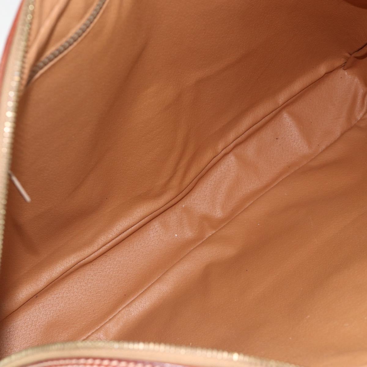 CELINE Macadam Canvas Business Bag PVC Leather Brown Gold Auth YKZ278A
