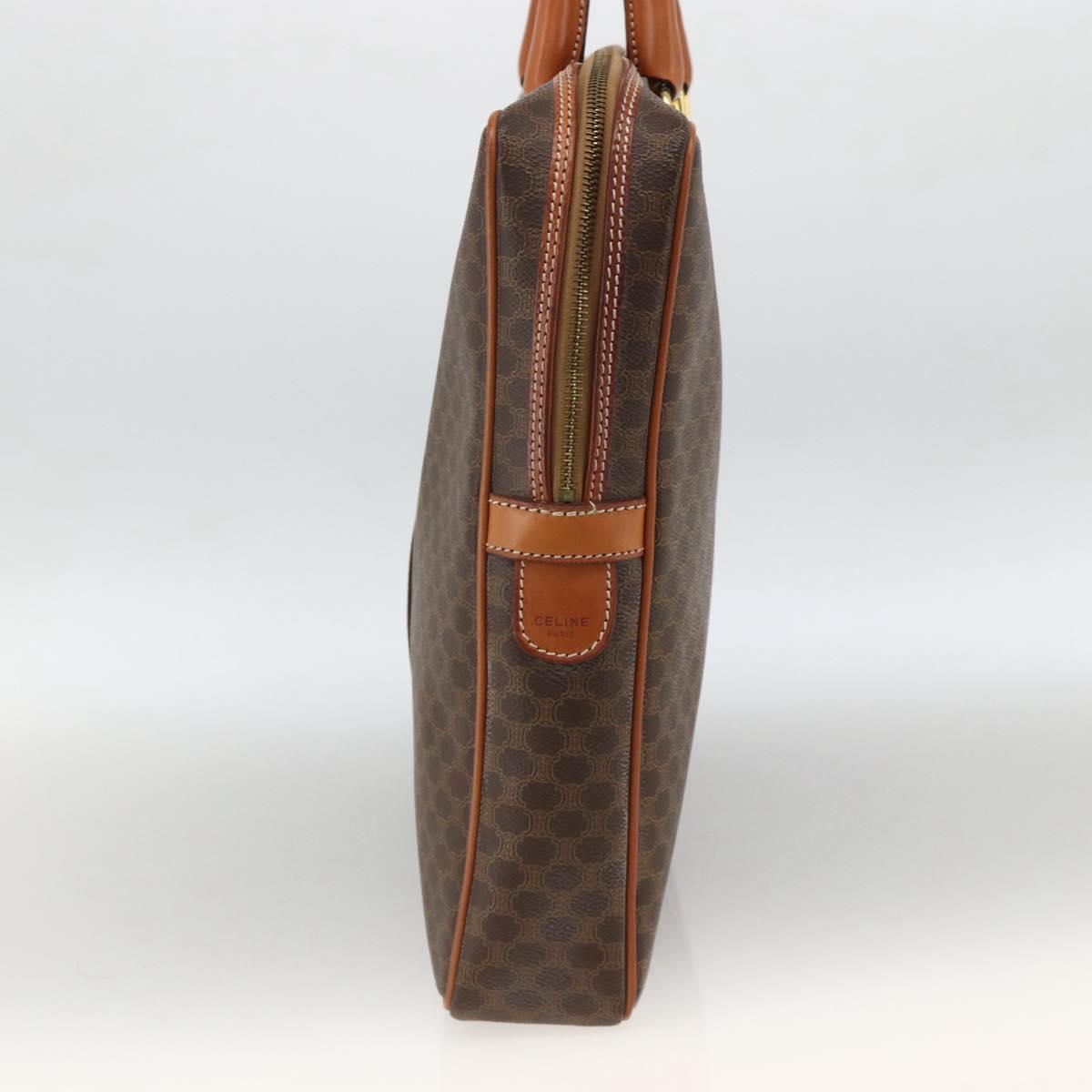 CELINE Macadam Canvas Business Bag PVC Leather Brown Gold Auth YKZ278A