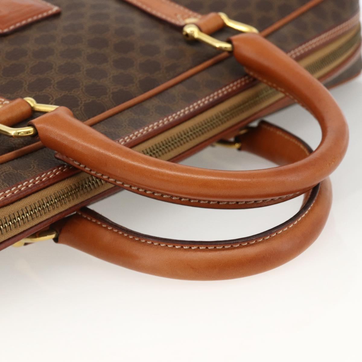 CELINE Macadam Canvas Business Bag PVC Leather Brown Gold Auth YKZ278A