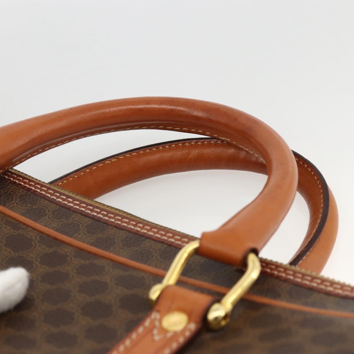 CELINE Macadam Canvas Business Bag PVC Leather Brown Gold Auth YKZ278A
