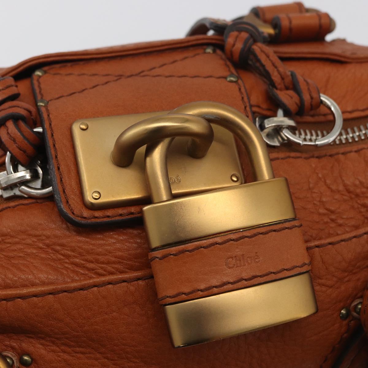Chloe Paddington Hand Bag Leather Brown Gold Silver Auth YKZ294M