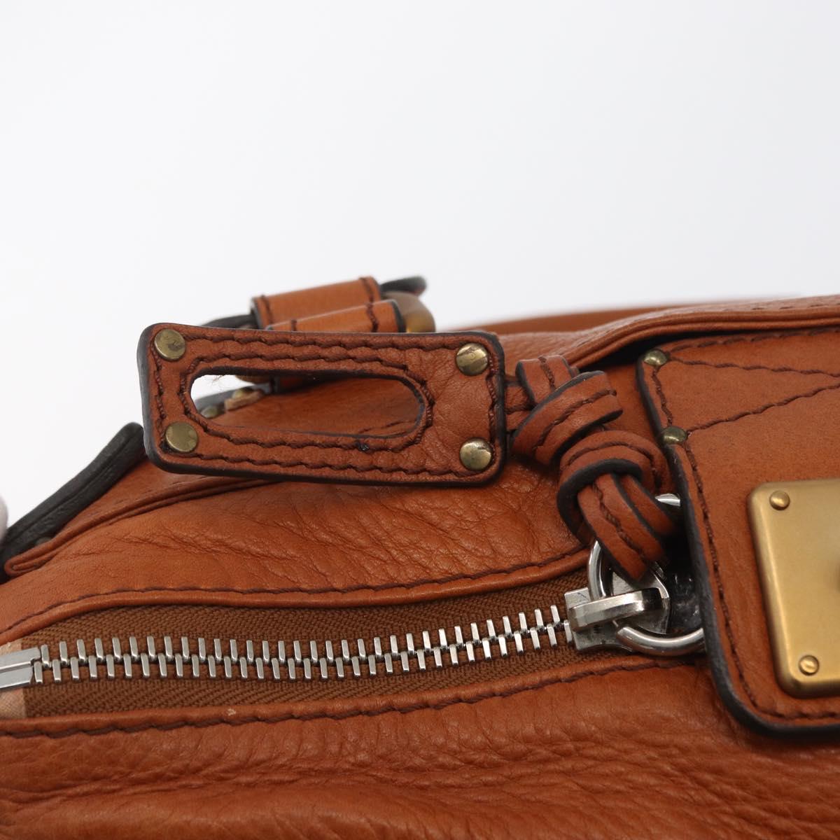 Chloe Paddington Hand Bag Leather Brown Gold Silver Auth YKZ294M