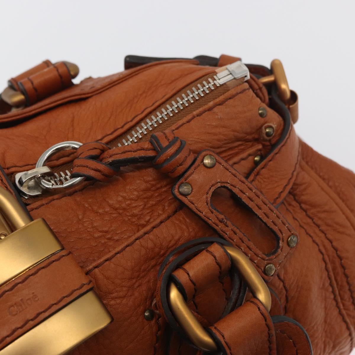 Chloe Paddington Hand Bag Leather Brown Gold Silver Auth YKZ294M