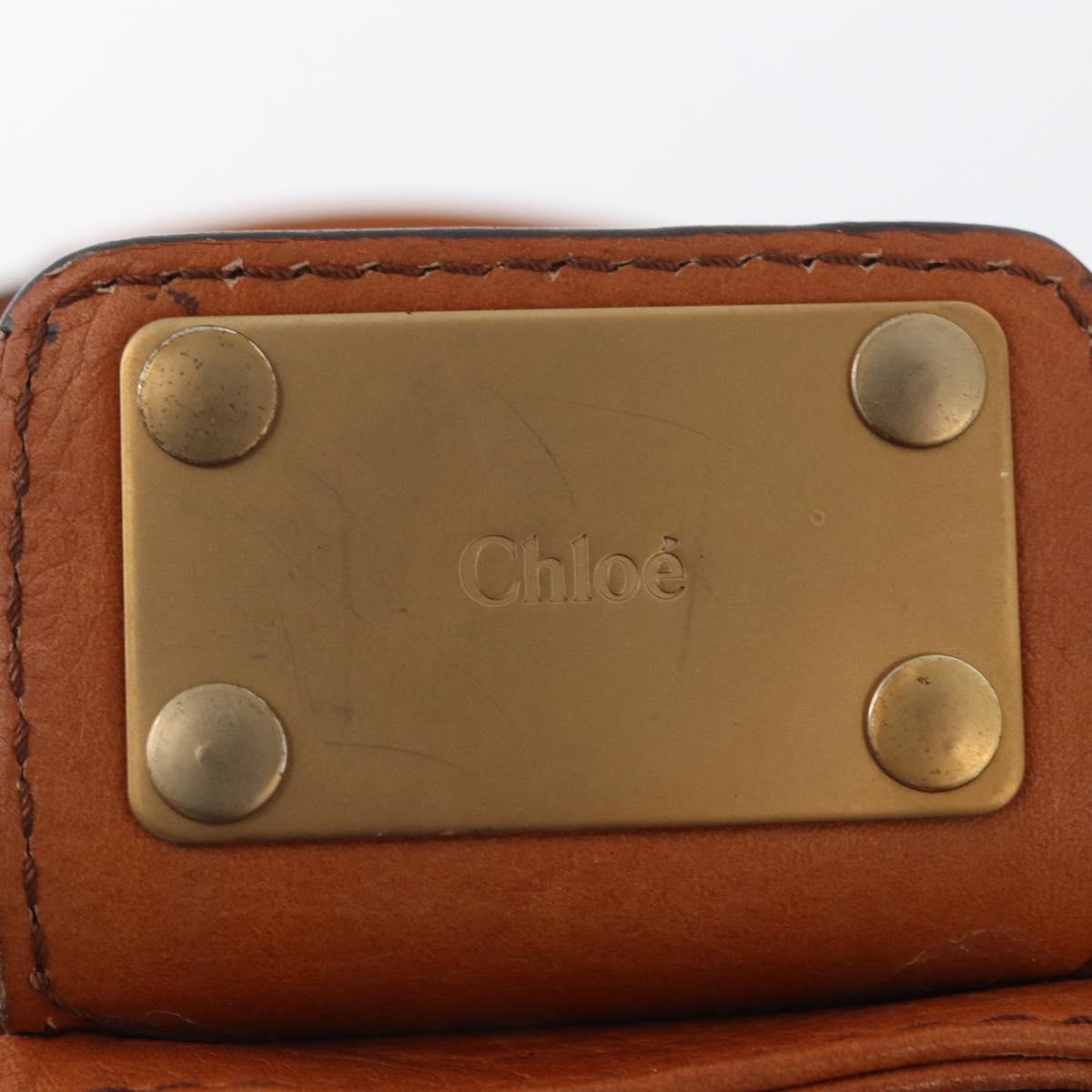 Chloe Paddington Hand Bag Leather Brown Gold Silver Auth YKZ294M