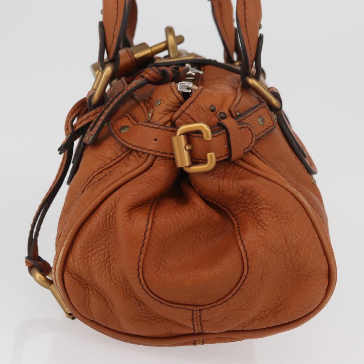 Chloe Paddington Hand Bag Leather Brown Gold Silver Auth YKZ294M