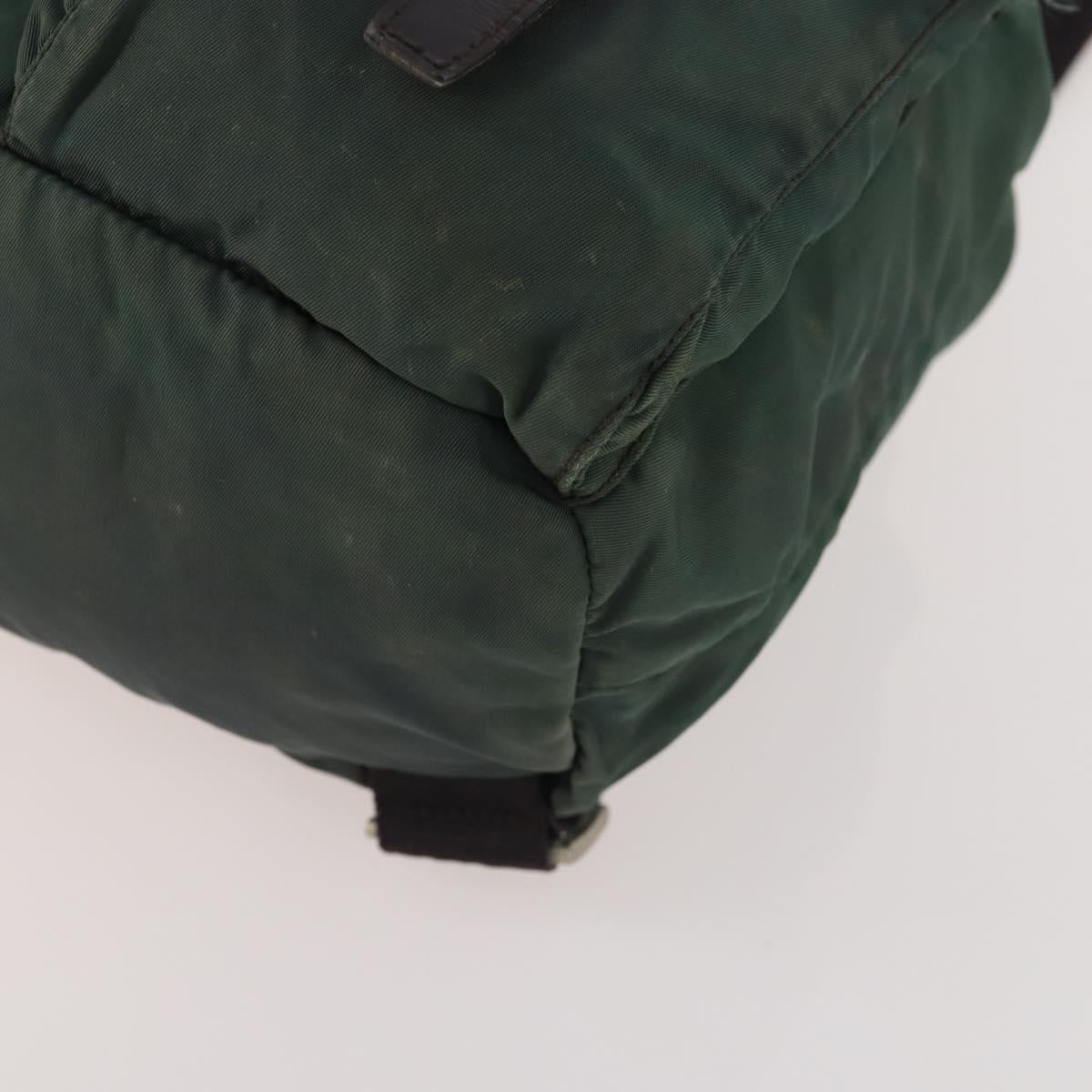 PRADA Backpack Nylon Green Silver Auth YKZ295