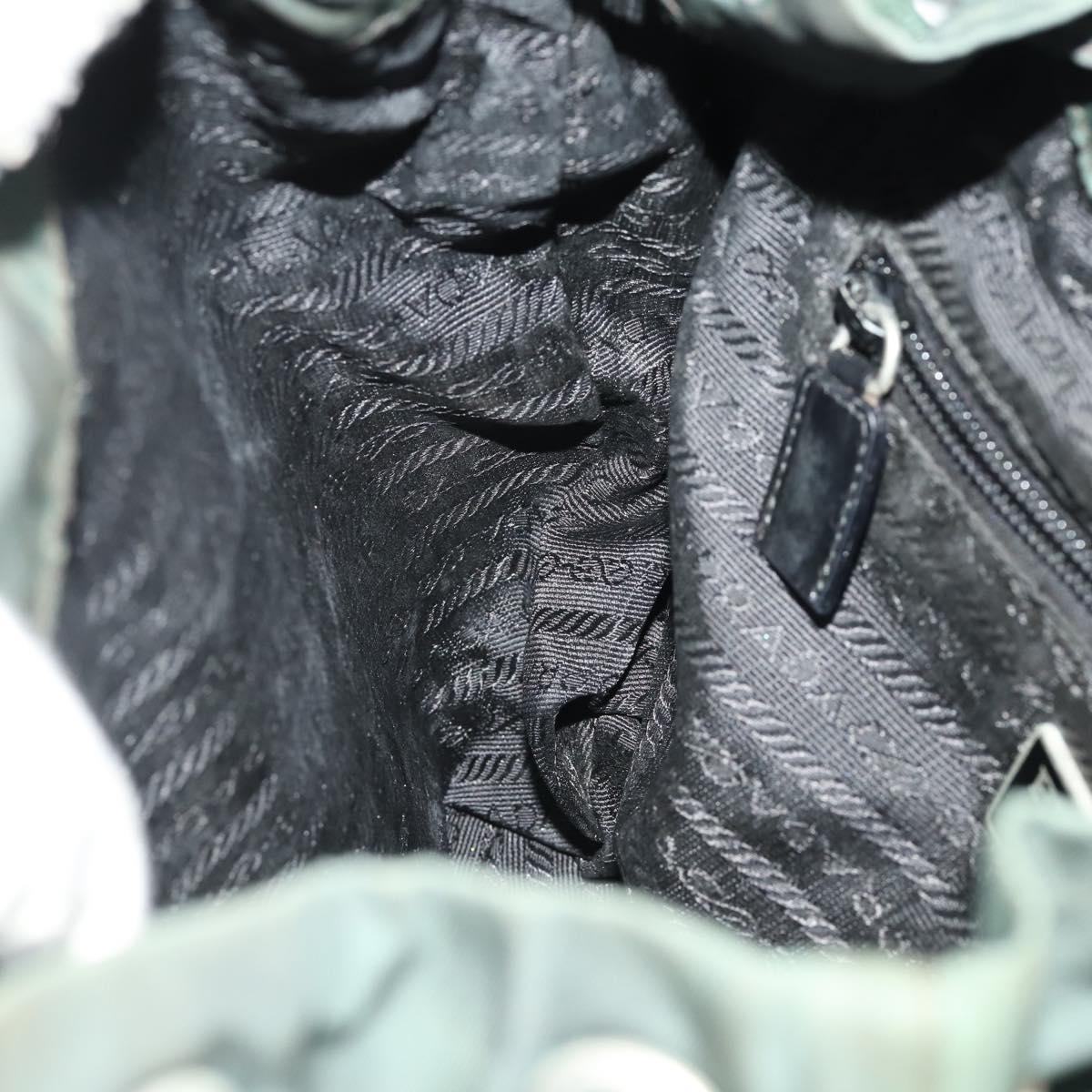 PRADA Backpack Nylon Green Silver Auth YKZ295