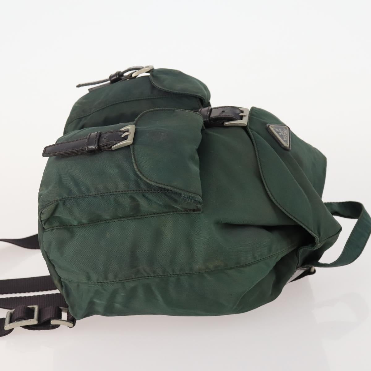 PRADA Backpack Nylon Green Silver Auth YKZ295
