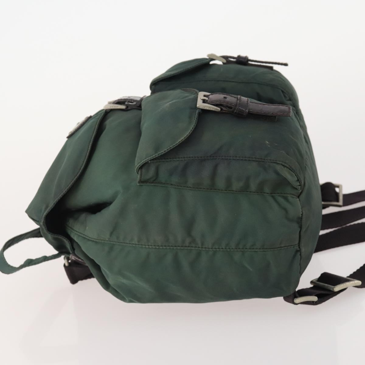 PRADA Backpack Nylon Green Silver Auth YKZ295