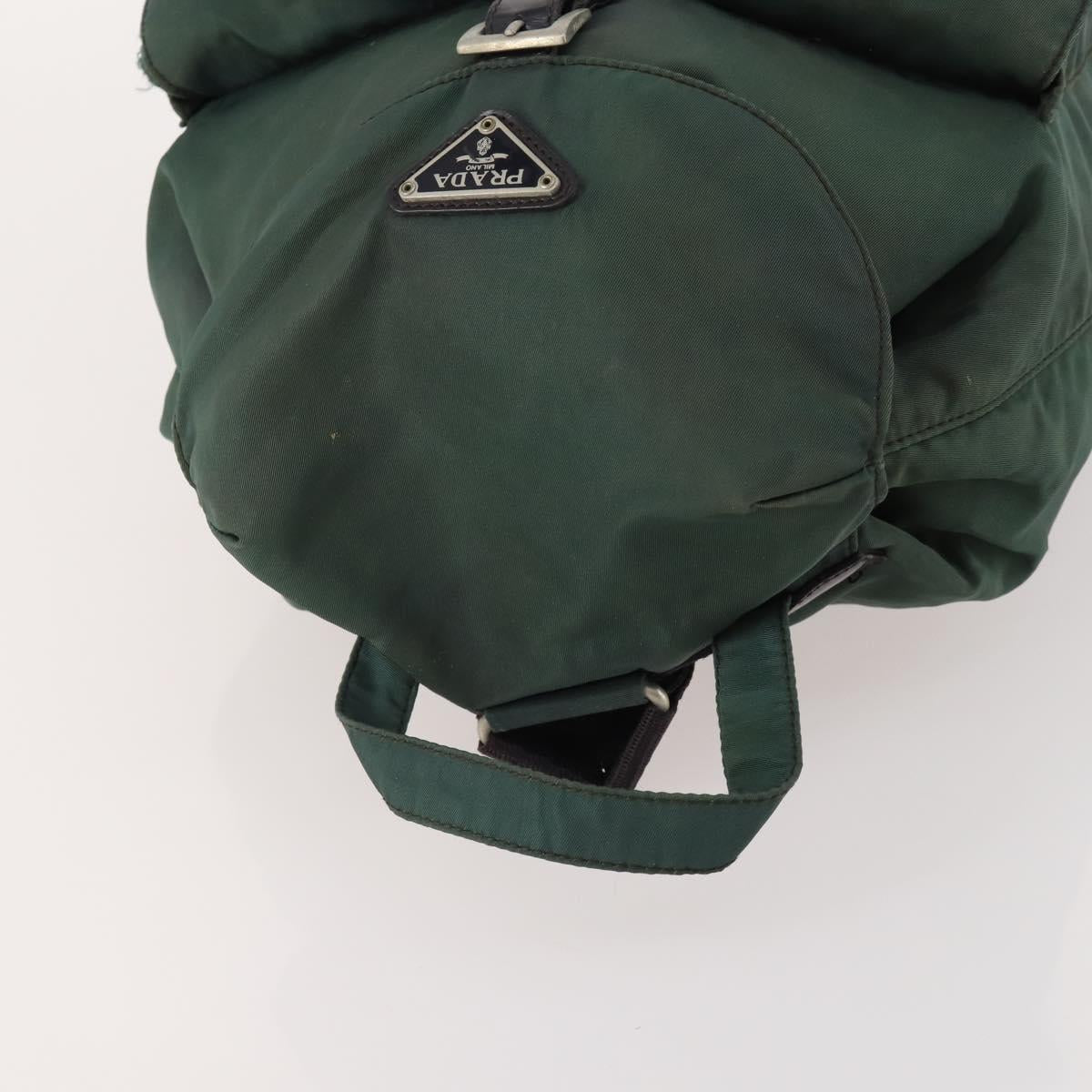 PRADA Backpack Nylon Green Silver Auth YKZ295