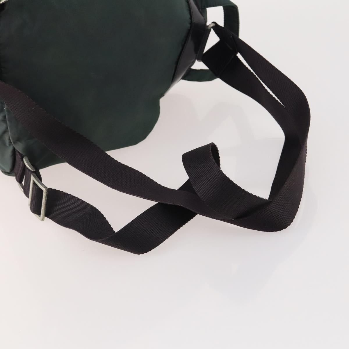PRADA Backpack Nylon Green Silver Auth YKZ295