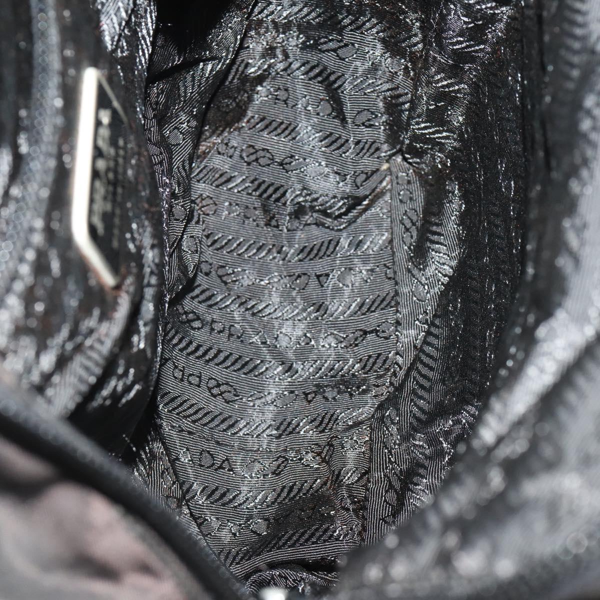 PRADA Backpack Nylon Black Silver Auth YKZ299