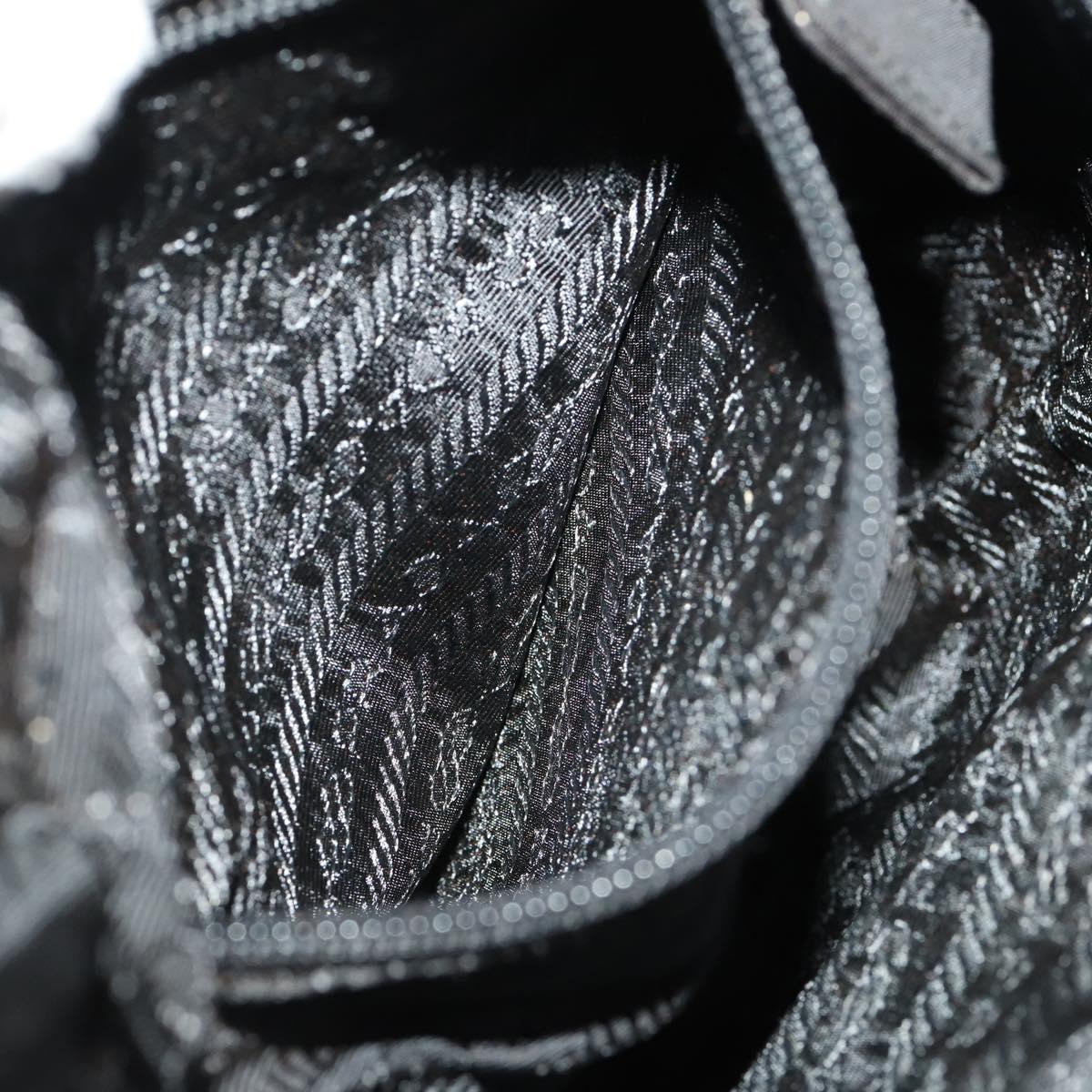 PRADA Backpack Nylon Black Silver Auth YKZ299