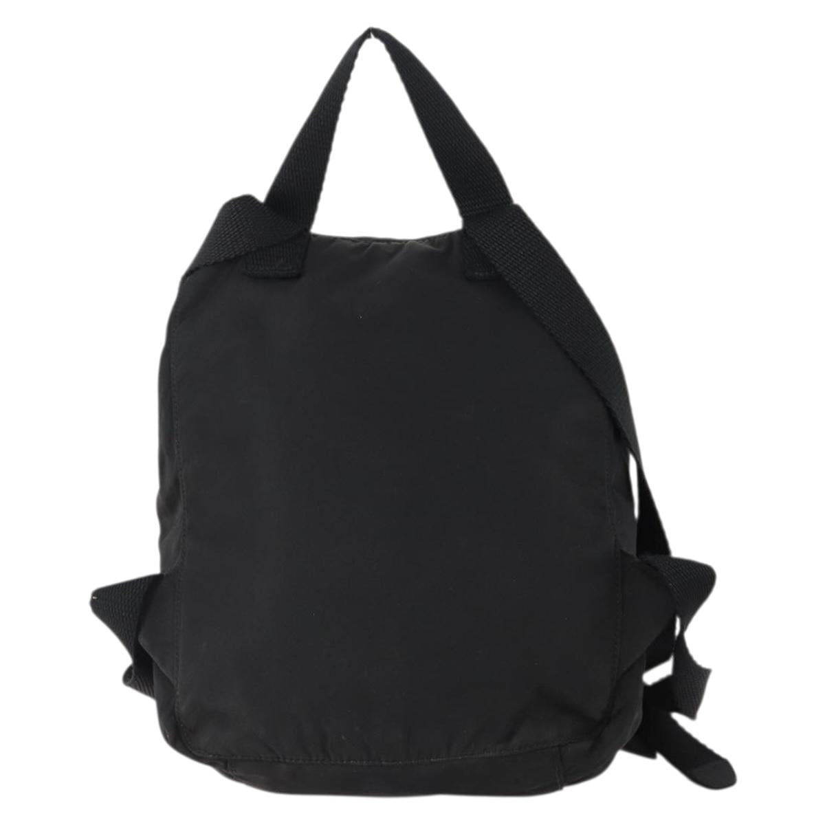 PRADA Backpack Nylon Black Silver Auth YKZ299