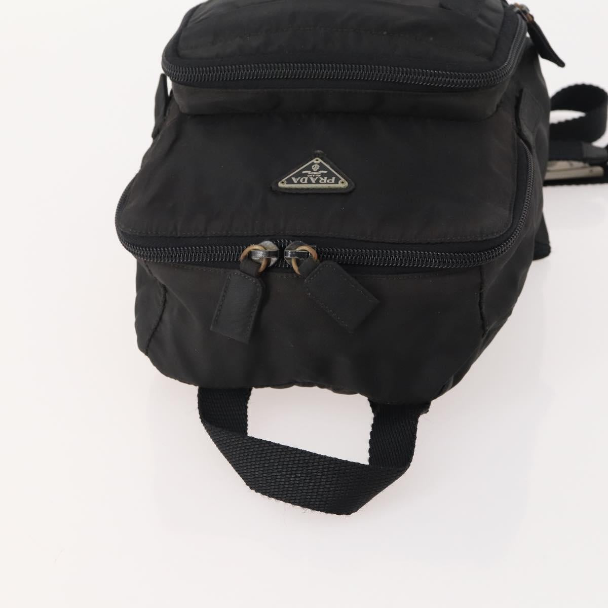 PRADA Backpack Nylon Black Silver Auth YKZ299