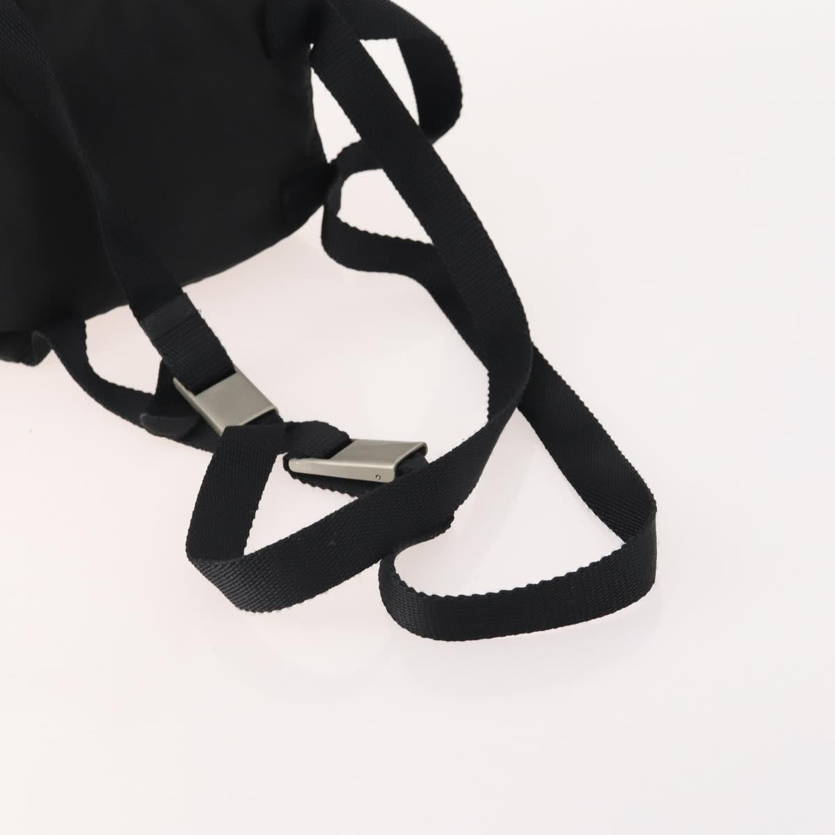 PRADA Backpack Nylon Black Silver Auth YKZ299