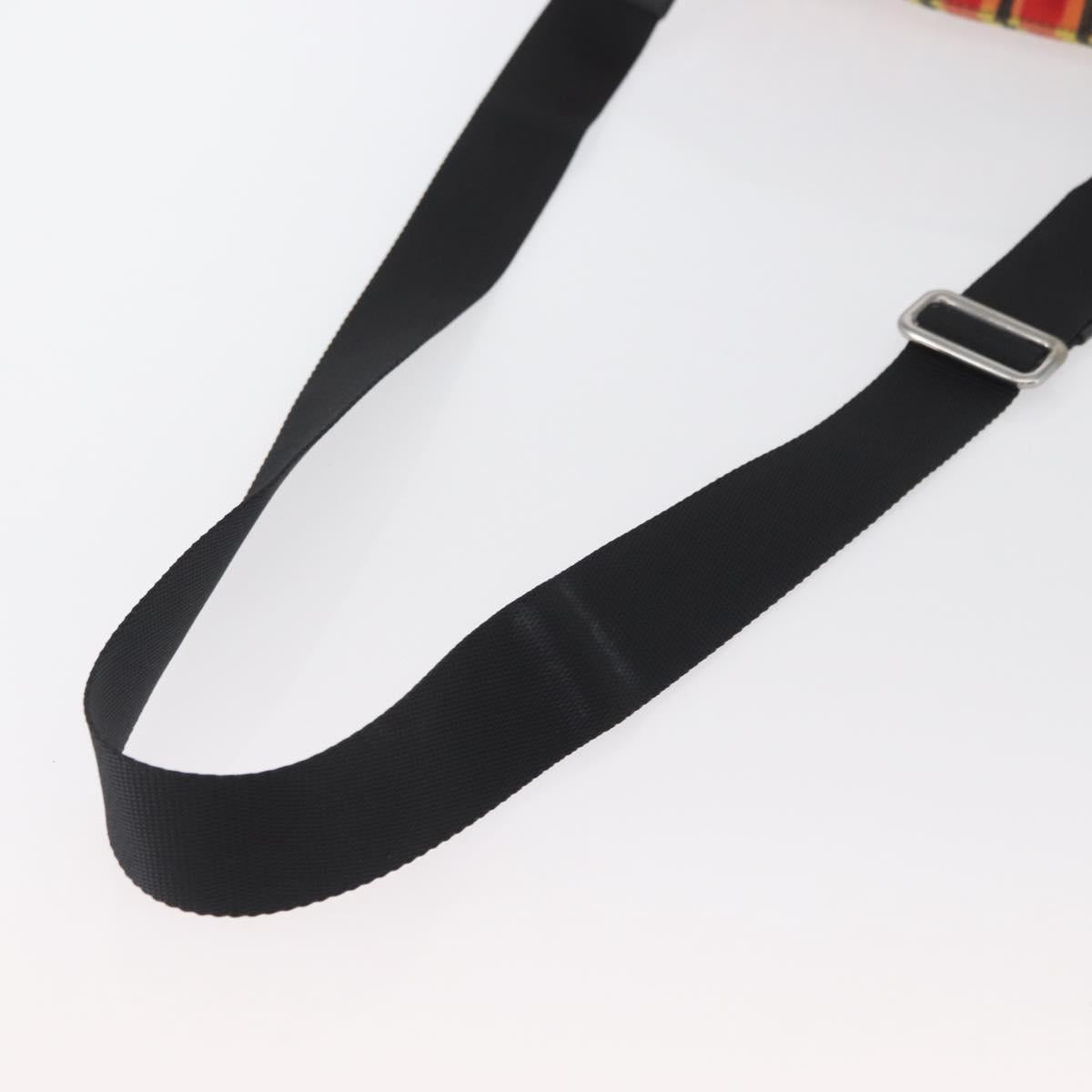 PRADA Shoulder Bag Coated Canvas Red Silver Auth YKZ305A