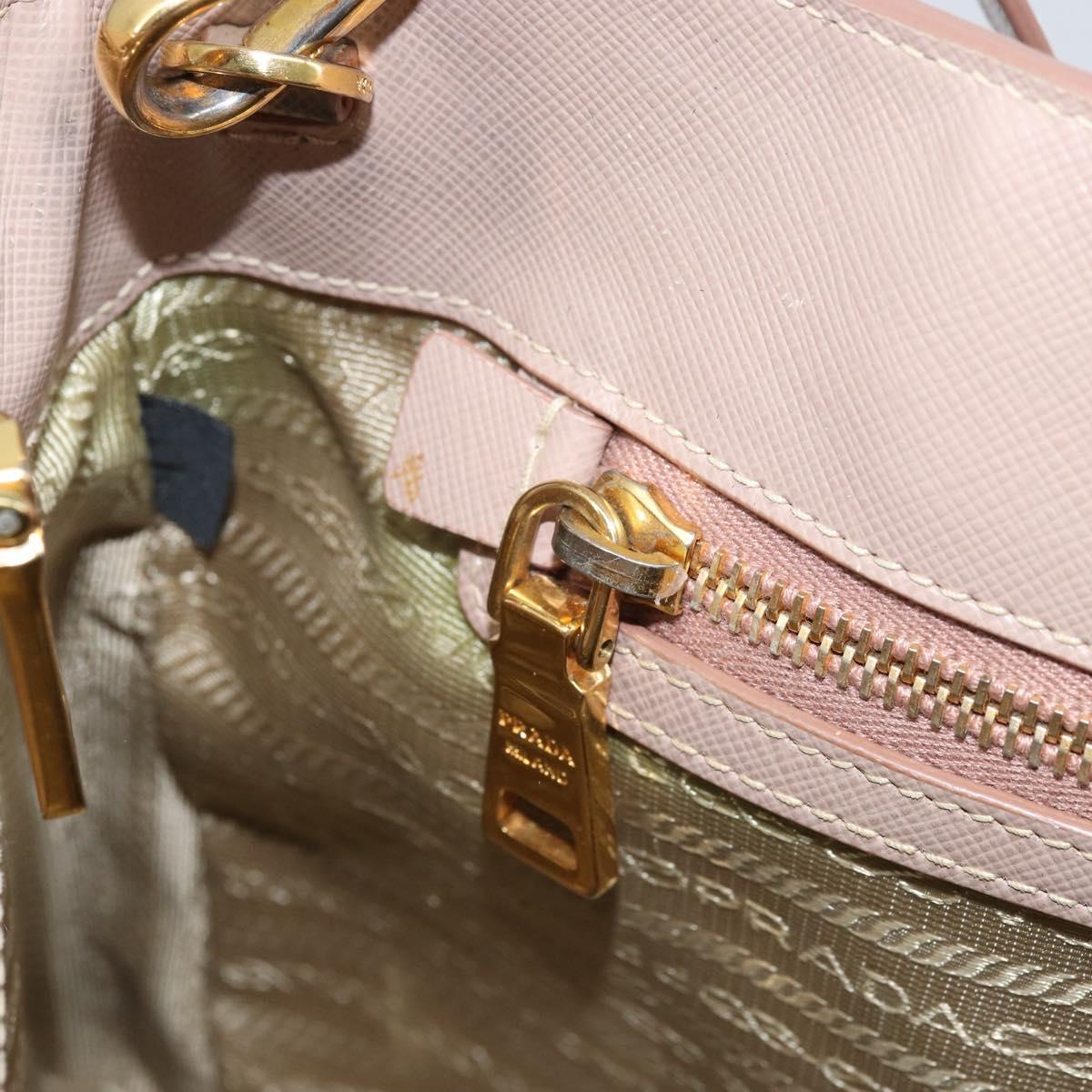 PRADA Galleria Hand Bag Safiano leather 2way Pink Gold Auth YKZ312