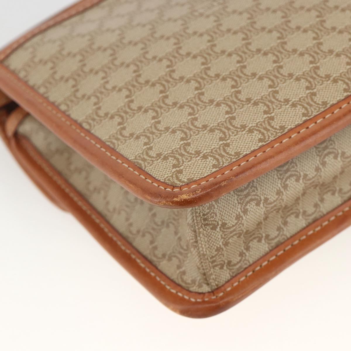 CELINE Macadam Canvas Shoulder Bag PVC Beige Gold Auth YKZ313A