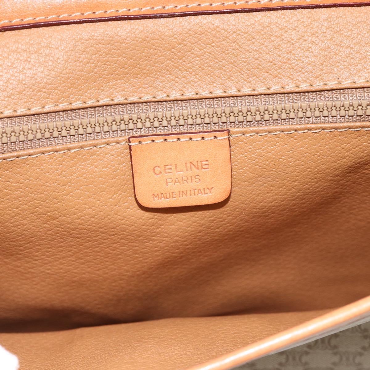 CELINE Macadam Canvas Shoulder Bag PVC Beige Gold Auth YKZ313A