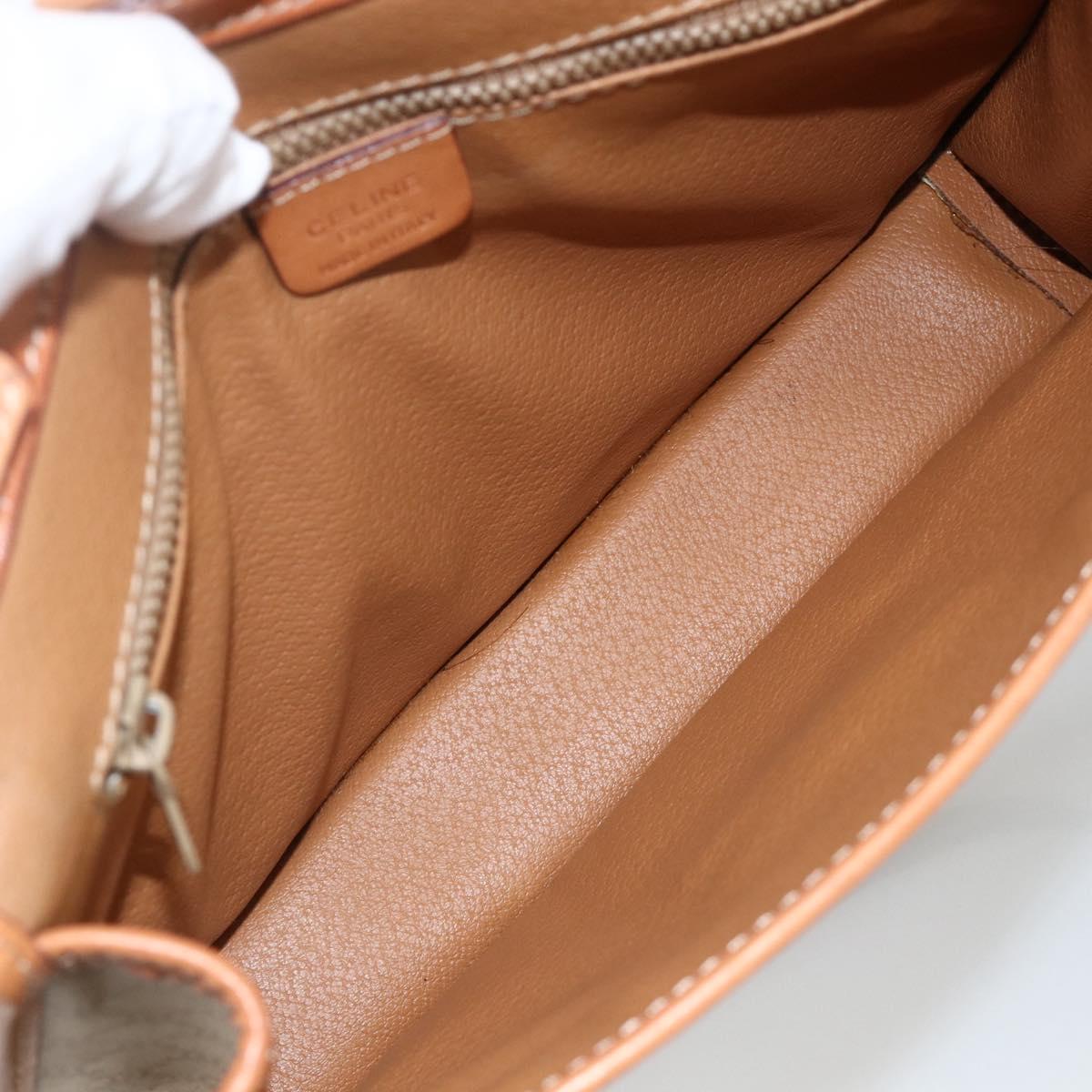 CELINE Macadam Canvas Shoulder Bag PVC Beige Gold Auth YKZ313A