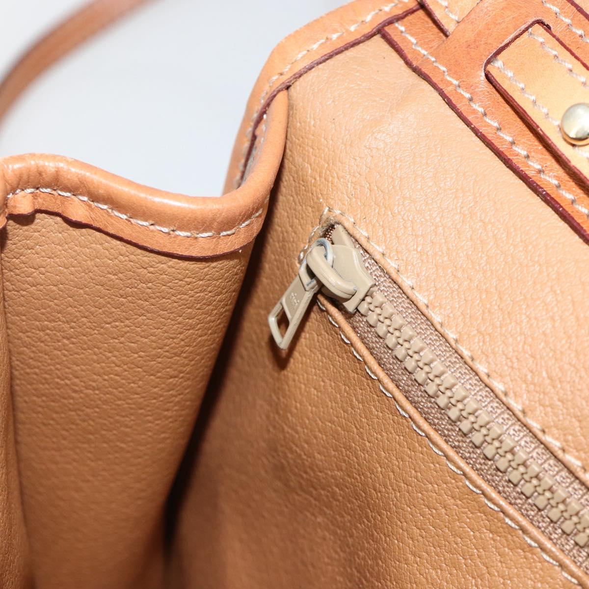 CELINE Macadam Canvas Shoulder Bag PVC Beige Gold Auth YKZ313A