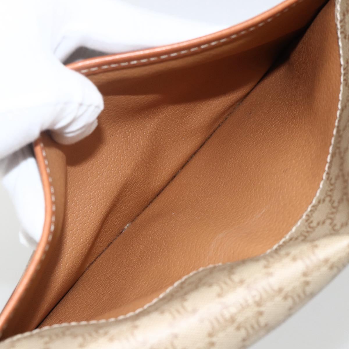 CELINE Macadam Canvas Shoulder Bag PVC Beige Gold Auth YKZ313A