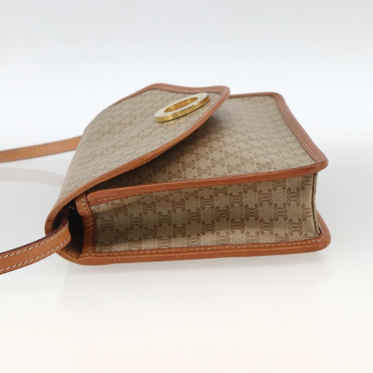 CELINE Macadam Canvas Shoulder Bag PVC Beige Gold Auth YKZ313A