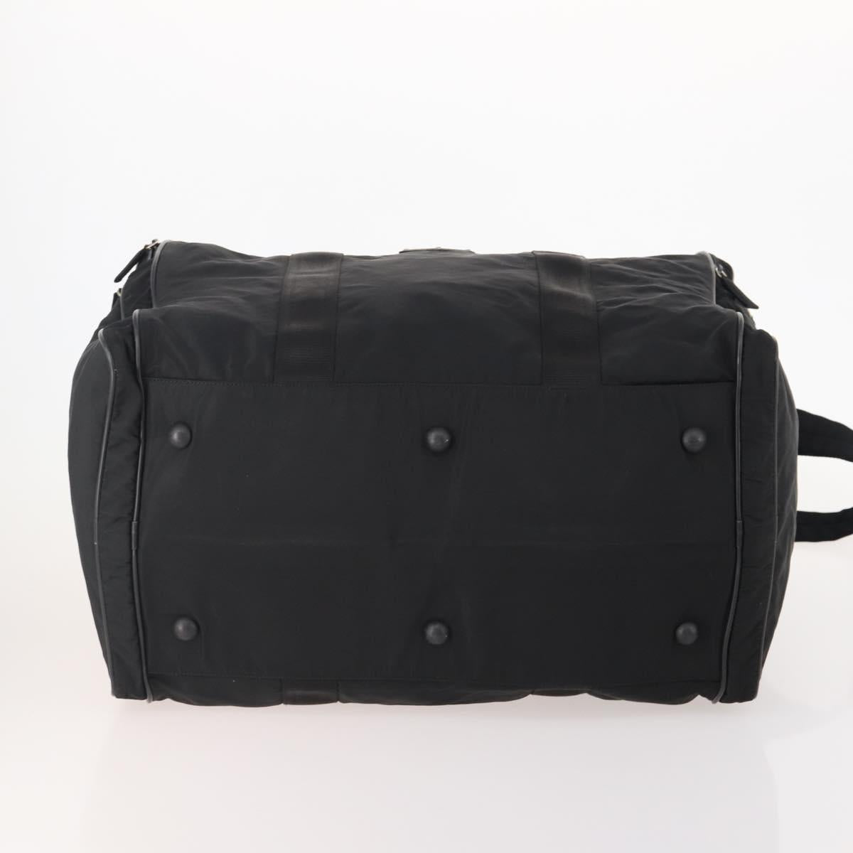 PRADA Boston Bag Nylon 2way Black Silver Auth YKZ331