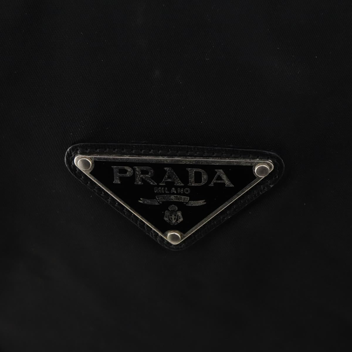 PRADA Boston Bag Nylon 2way Black Silver Auth YKZ331