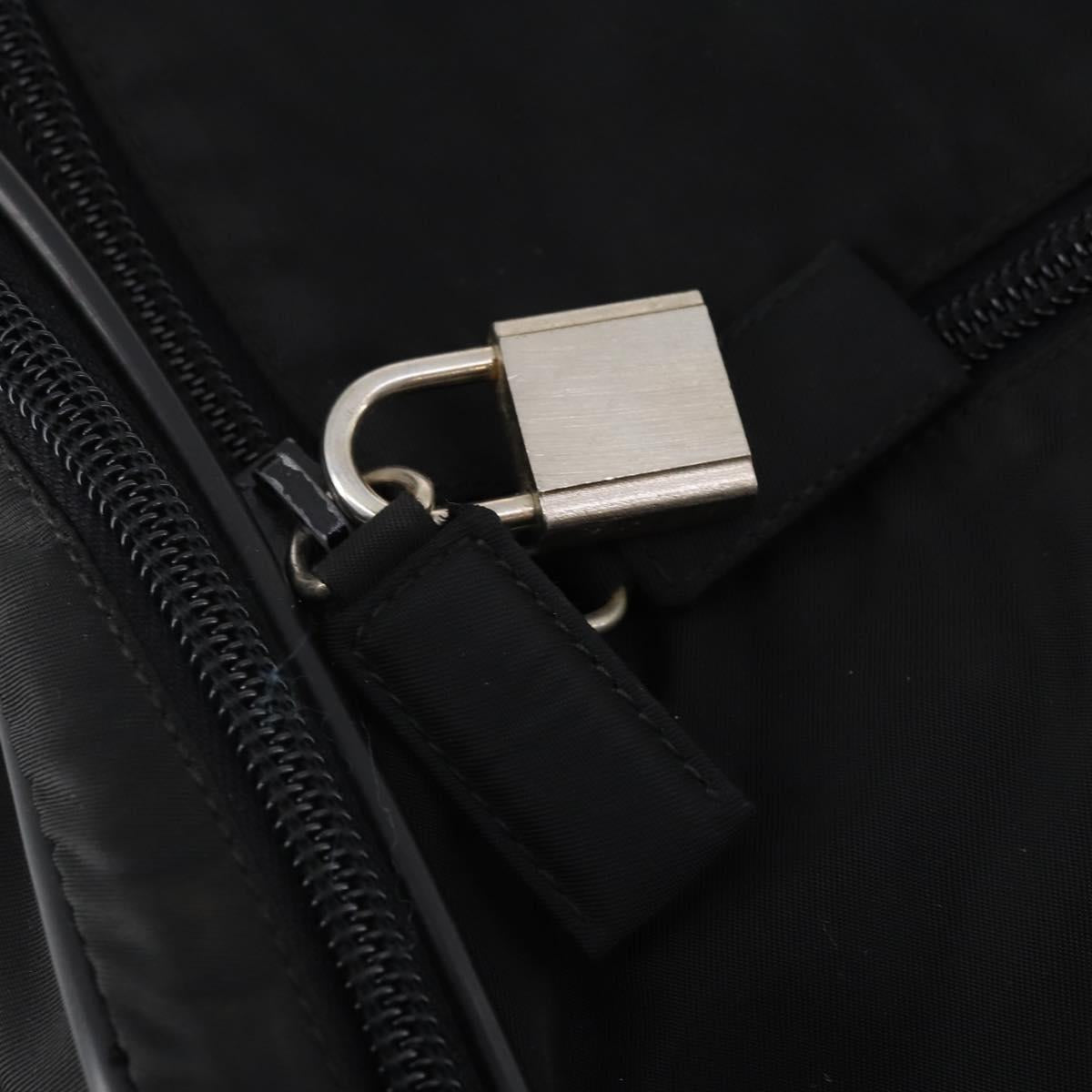 PRADA Boston Bag Nylon 2way Black Silver Auth YKZ331