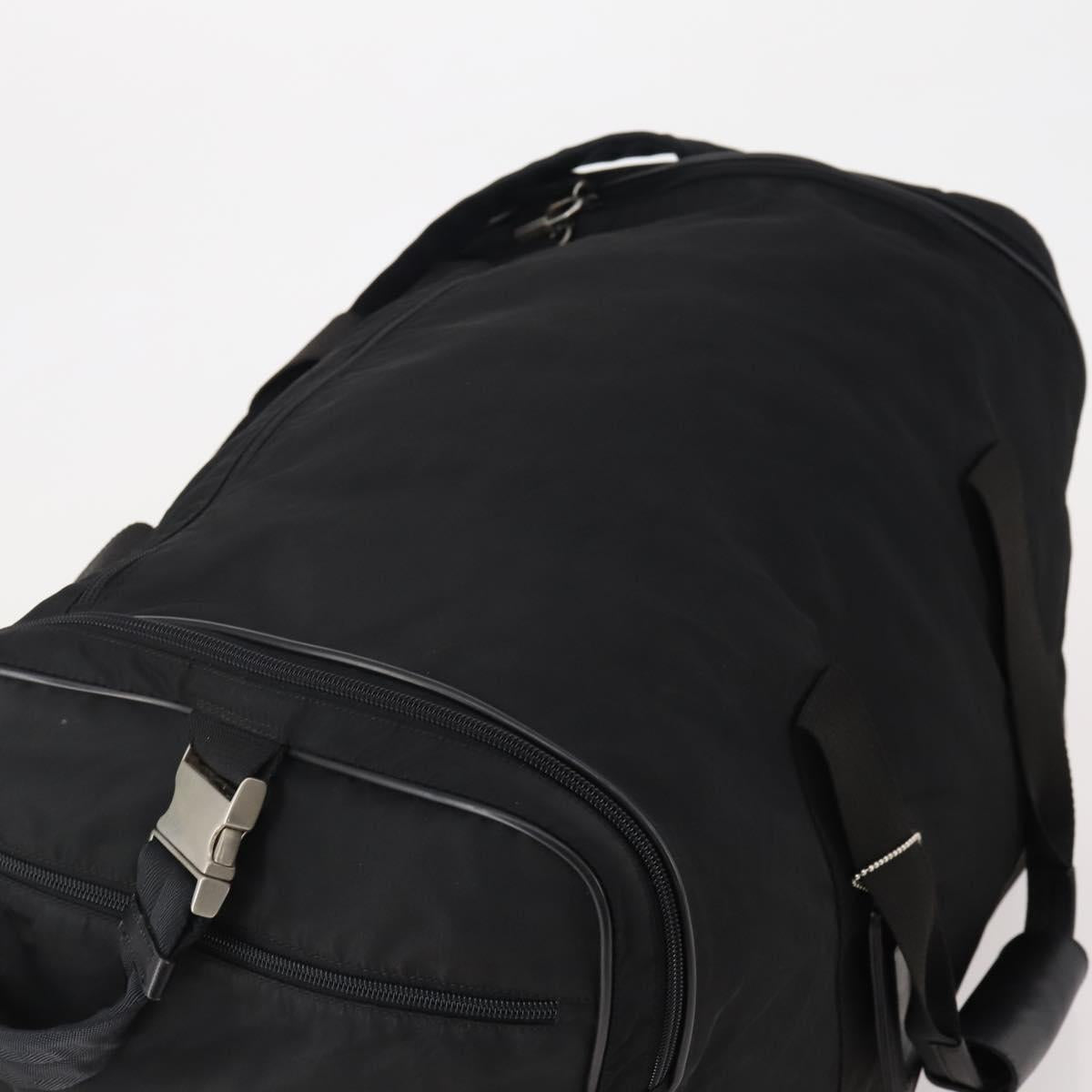 PRADA Boston Bag Nylon 2way Black Silver Auth YKZ331