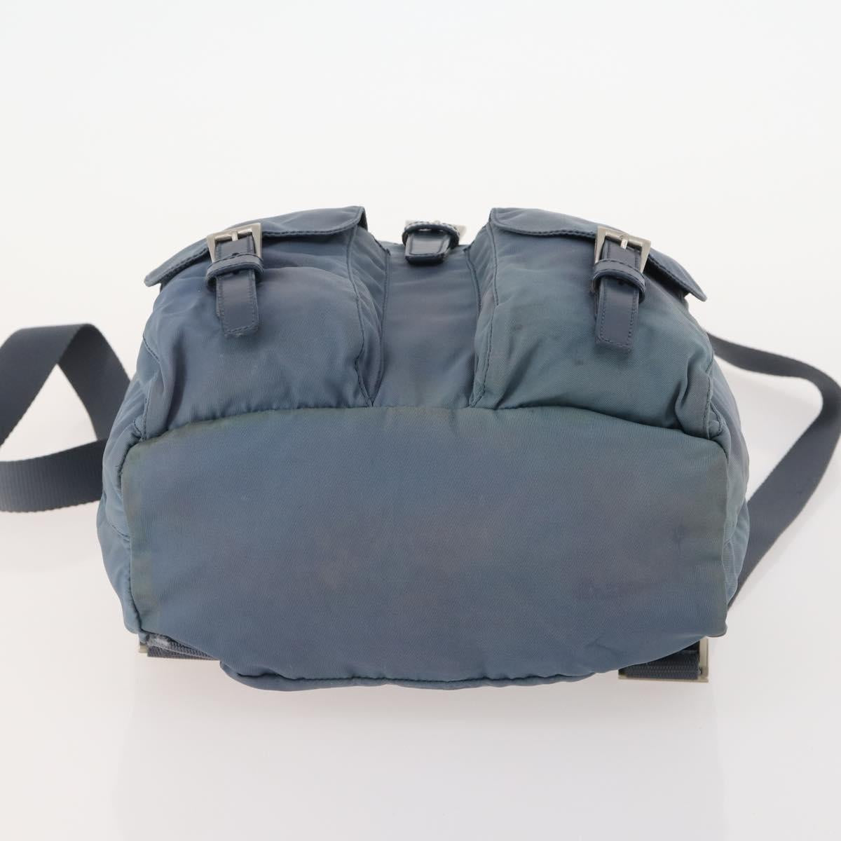 PRADA Backpack Nylon Blue Silver Auth YKZ354