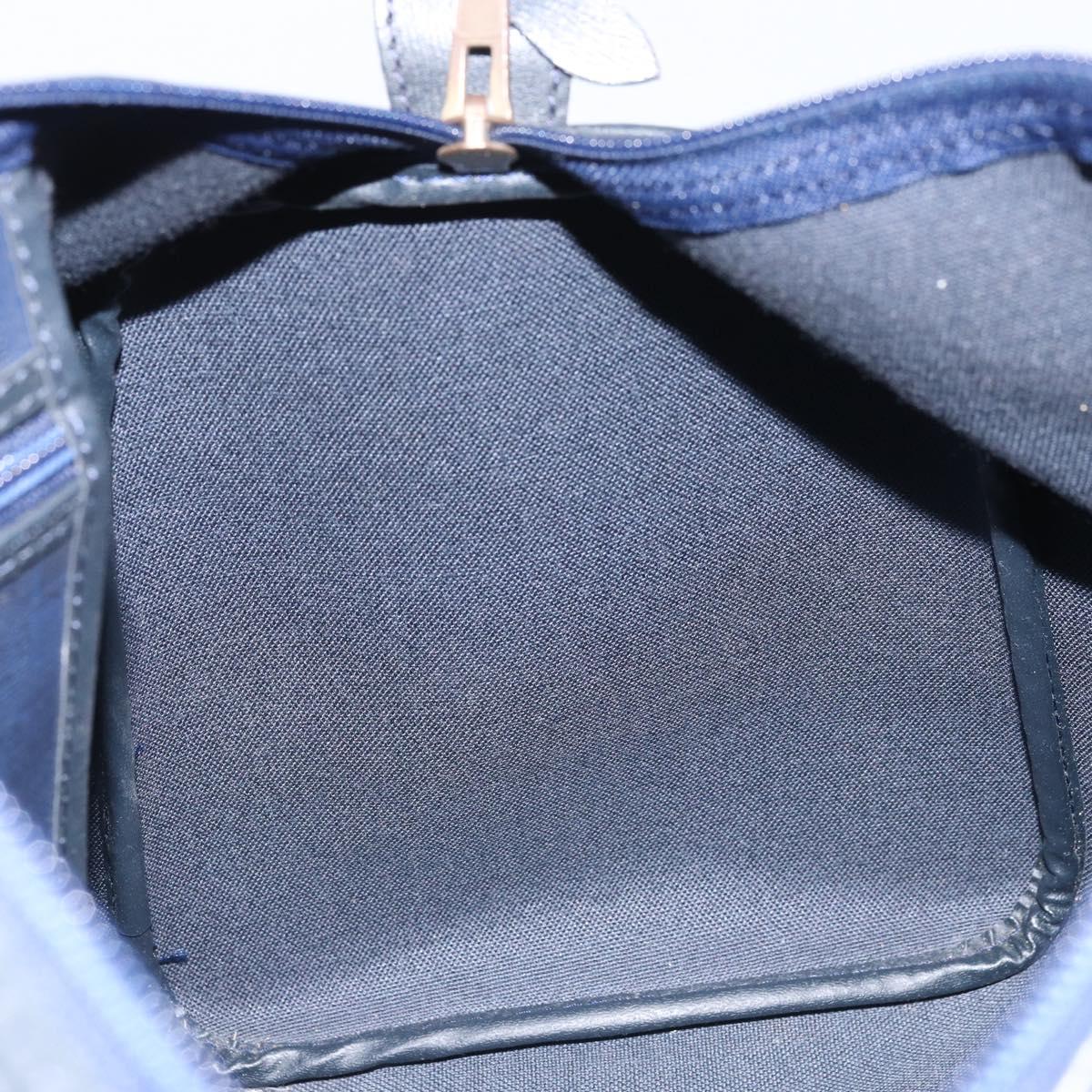 Christian Dior Trotter Canvas Boston Bag PVC Navy Gold Auth YKZ360A