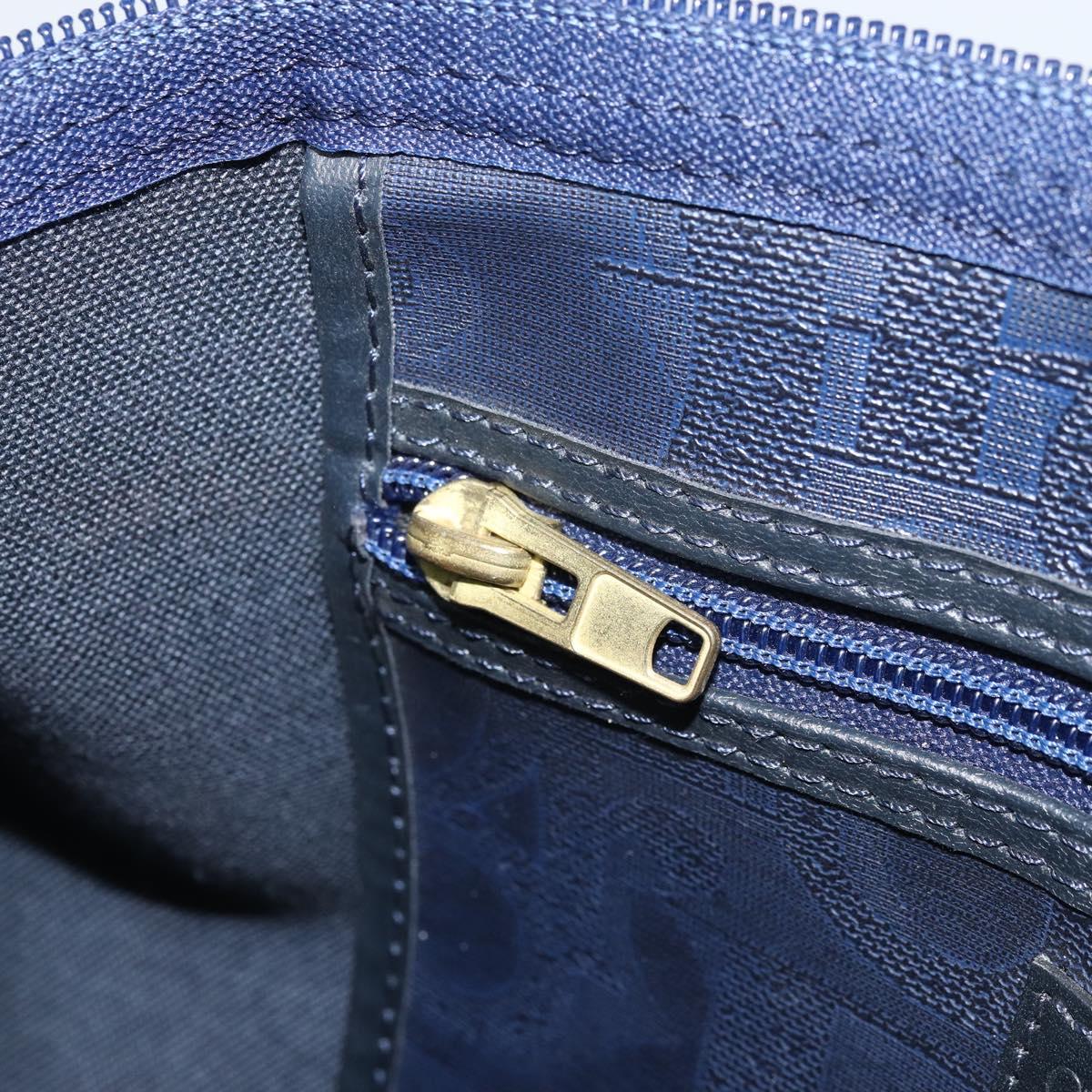 Christian Dior Trotter Canvas Boston Bag PVC Navy Gold Auth YKZ360A