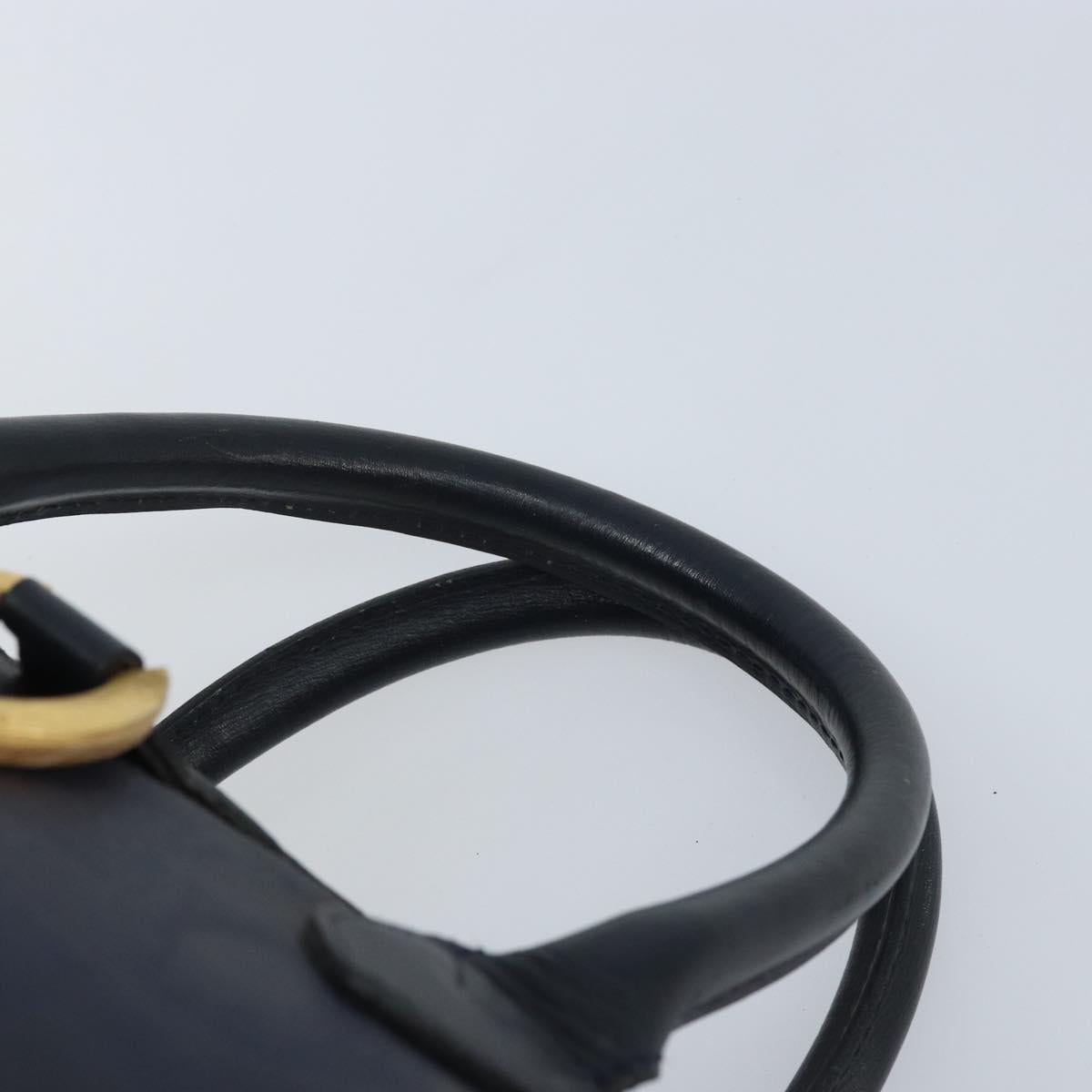 Christian Dior Trotter Canvas Boston Bag PVC Navy Gold Auth YKZ360A