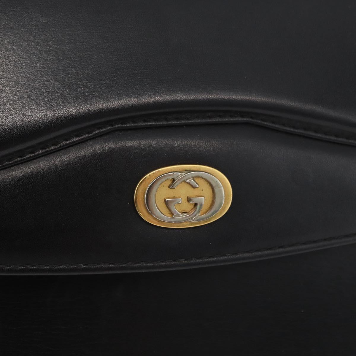GUCCI Shoulder Bag Leather Black Gold 004 406 0105 Auth YKZ363