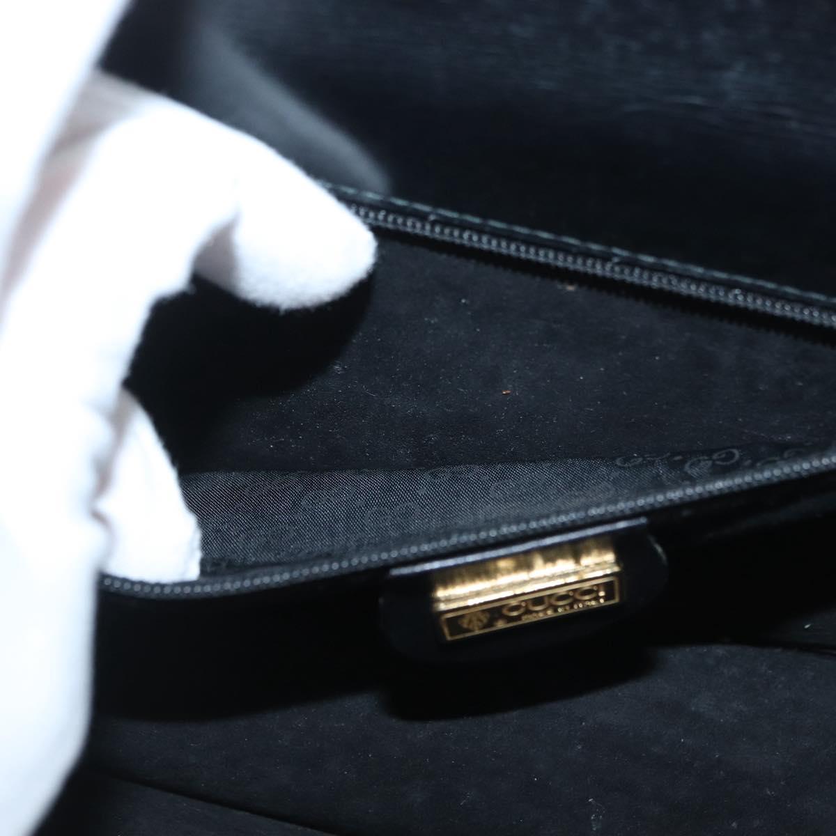 GUCCI Shoulder Bag Leather Black Gold 004 406 0105 Auth YKZ363