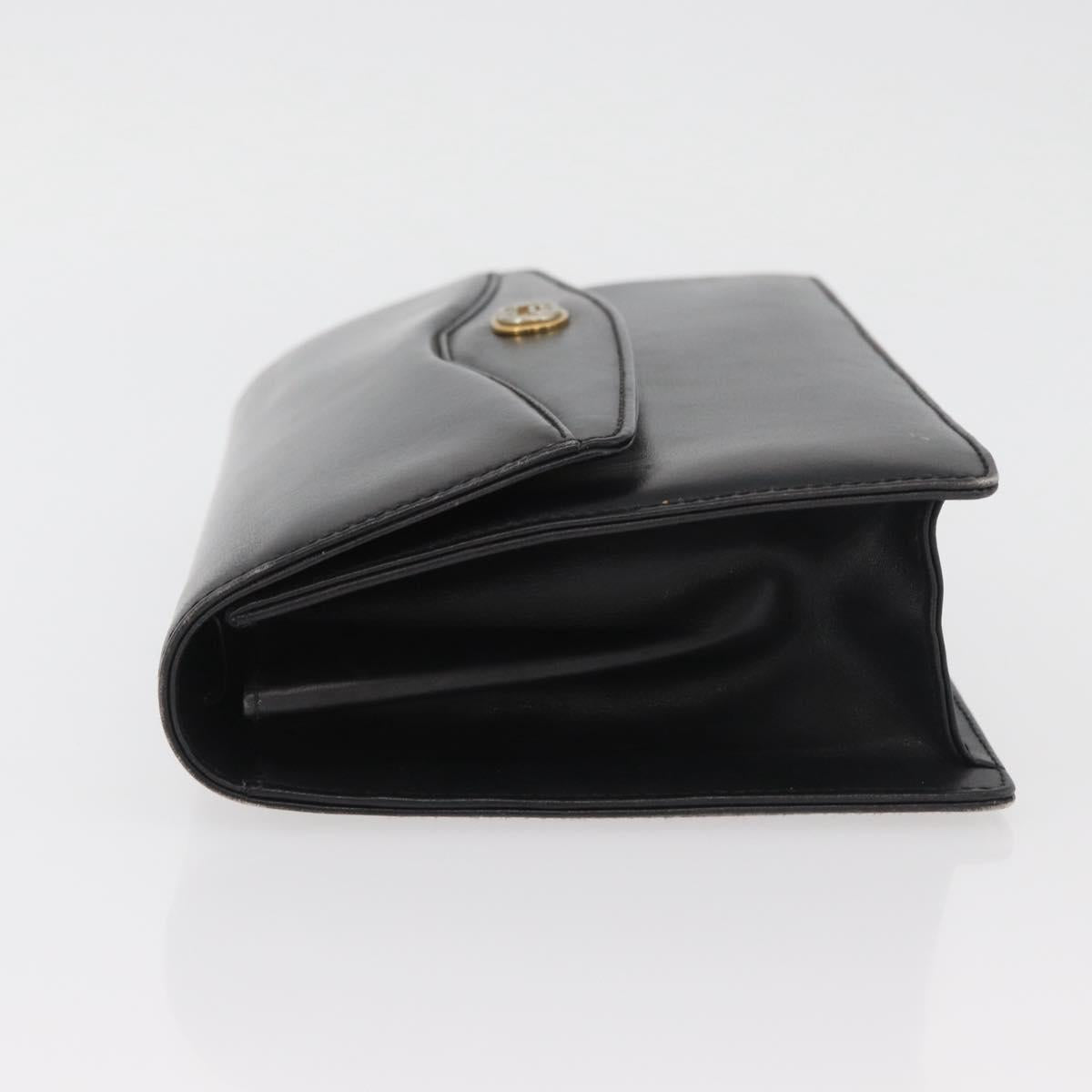 GUCCI Shoulder Bag Leather Black Gold 004 406 0105 Auth YKZ363