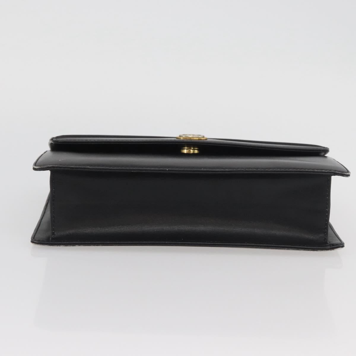 GUCCI Shoulder Bag Leather Black Gold 004 406 0105 Auth YKZ363