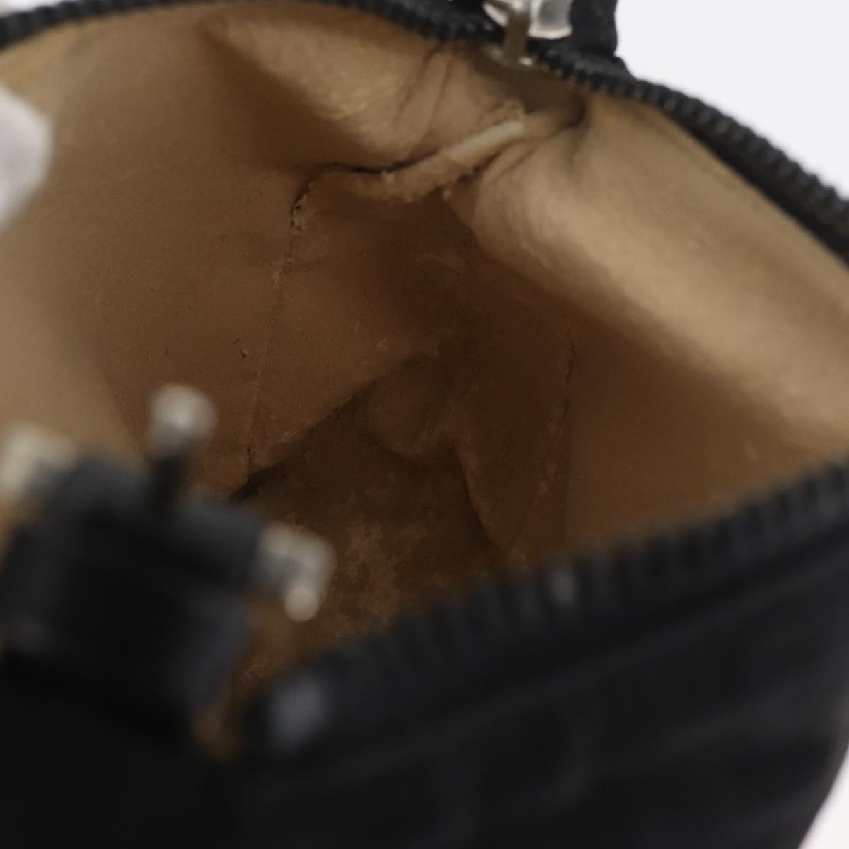 FENDI Zucca Canvas Pouch Black Silver Auth YKZ366