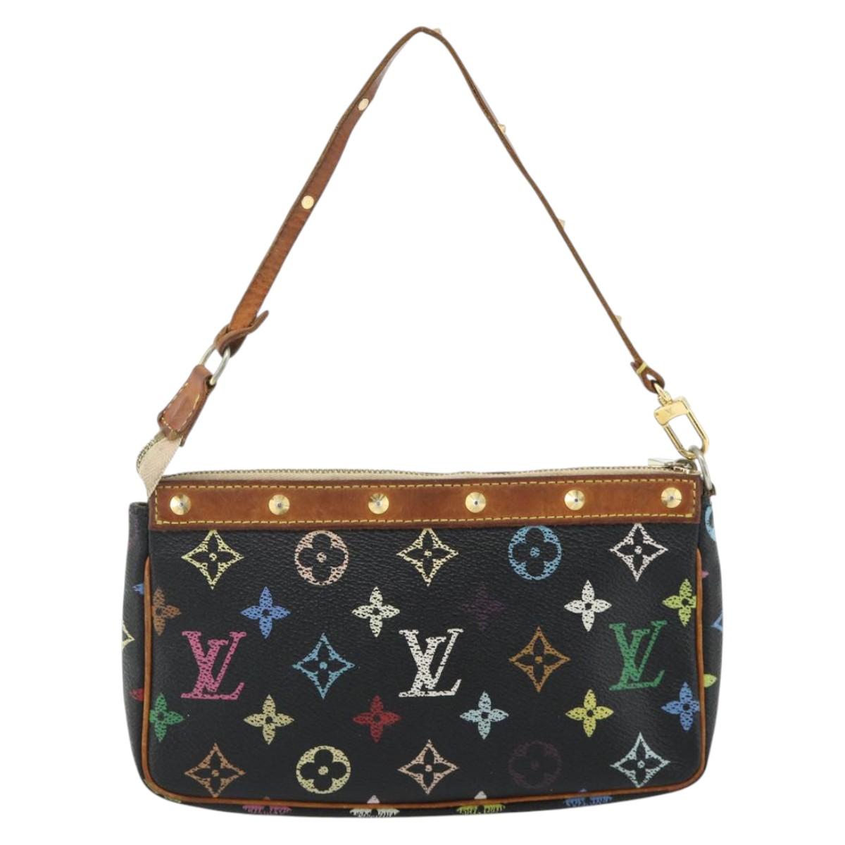 LOUIS VUITTON Monogram Multicolor Pochette Pouch Black M92648 LV Auth YKZ374