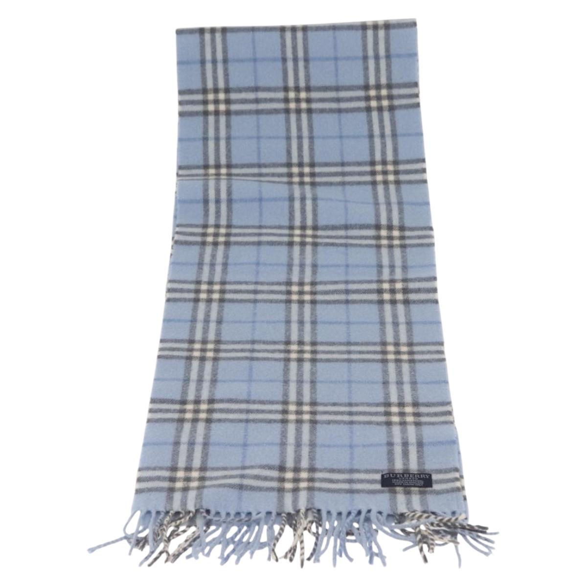 BURBERRY Nova Check Scarf Wool Light Blue Auth YKZ391