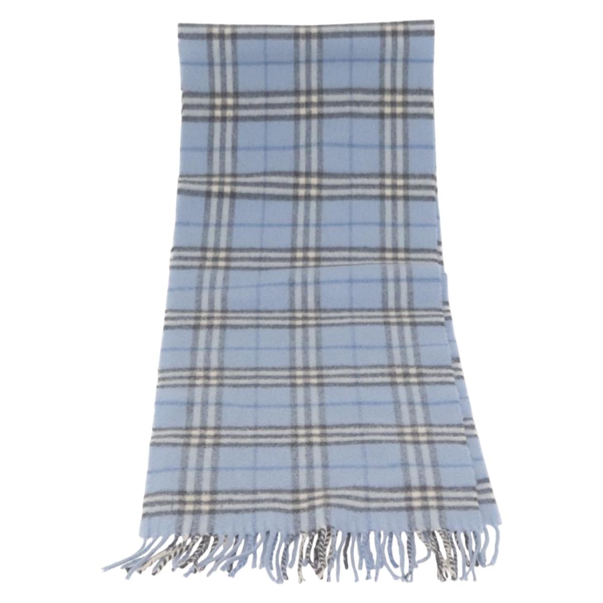 BURBERRY Nova Check Scarf Wool Light Blue Auth YKZ391