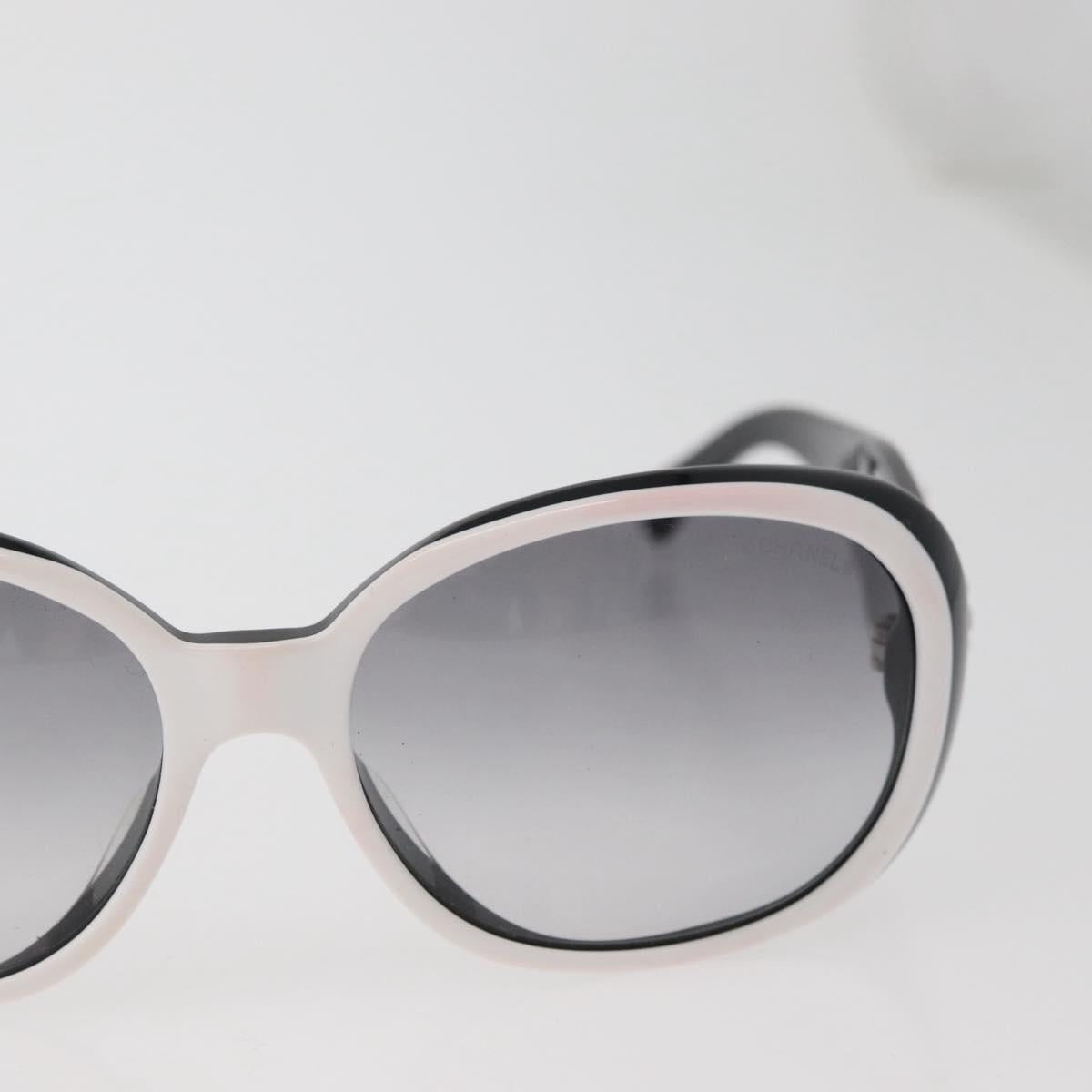 CHANEL Camelia Sunglasses plastic White Black 5113 CC Auth YKZ401